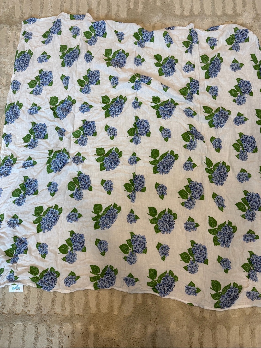 Blue Hydrangea muslin blanket
